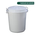 Jvd - Collecteur à déchets rond 70L blanc avec couvercle.