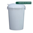 Jvd - Collecteur à déchets rond 95L blanc avec couvercle