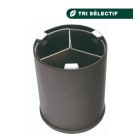 Jvd - Corbeille ronde noire 13L 3 bacs noirs