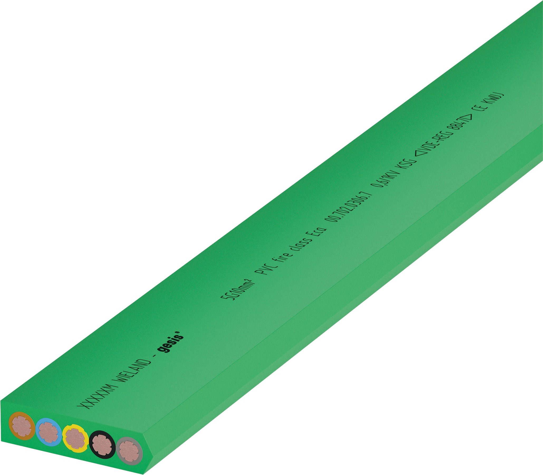 Wieland - câble plat 5G10 pvc vert