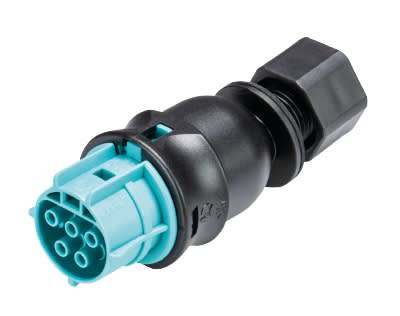 Wieland - embase RST20i5 coudé 7° femelle à vis M16 Turquoise