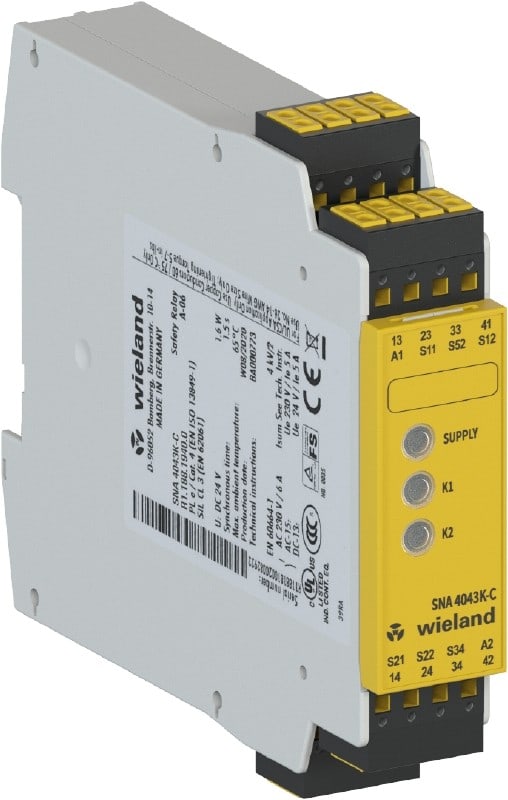 Wieland - relais de sécurité SNA4043K-C 24V AC/DC, 3NO/1NC, à ressort enfichable