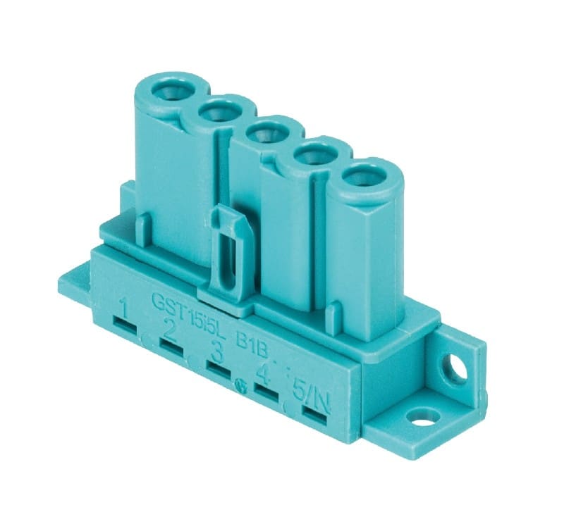 Wieland - Connecteur CI GST15i5 droit femelle turquoise avec fixation
