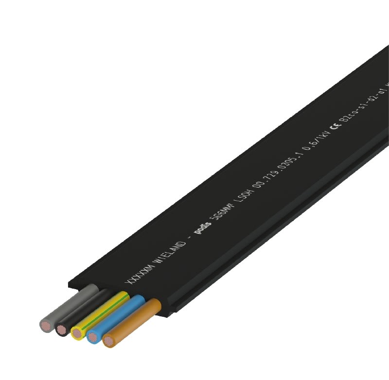 Wieland - Câble plat podis 5G16² LI2HH sans halogène Noir (B2ca)