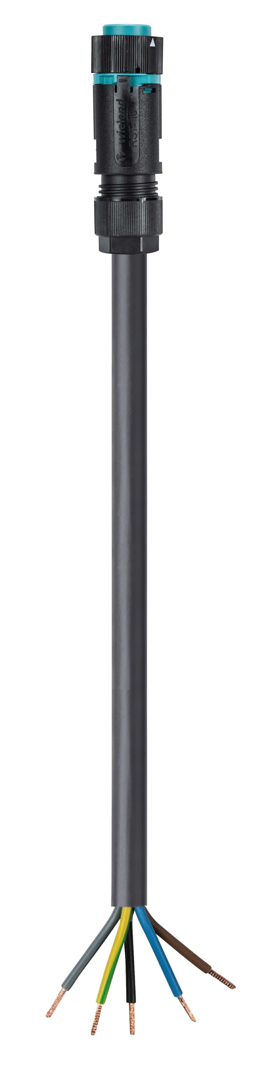 Wieland - Cordon RST16i5 5m F/- 1,5² HO5Z1Z1F Turquoise ss halogène (Eca)