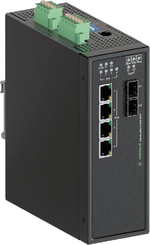 Wieland - Switch ethernet manageable fast ethernet à 6 ports dont 2 sfp et 4 ports POE