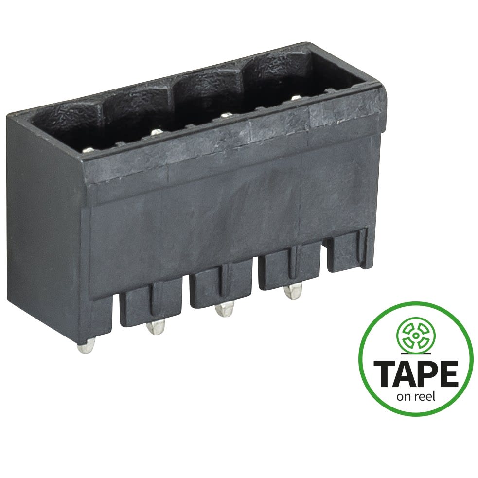 Wieland - embase droite PCB fermée  4 pôles séries 8113 s pas de 5,00mm sans marquage noir