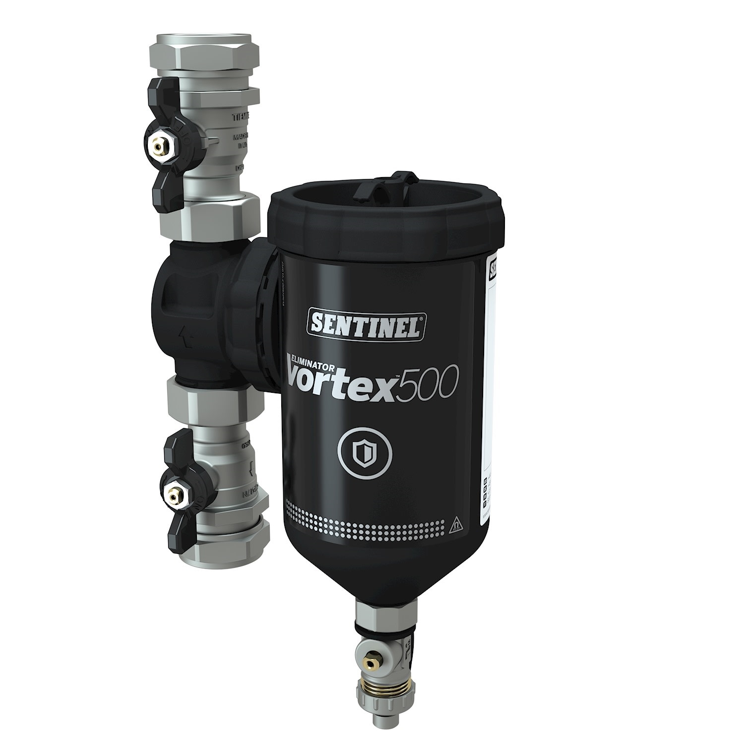 Sentinel Performance Solutions - VORTEX 500 Filtre magnétique 500ml avec Té orientable et vannes M1"1/4