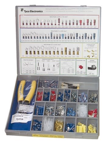 Te Connectivity (EX TYCO SIMEL) - Coffret plastique avec une pince et un assortiment de connecteurs préisolés