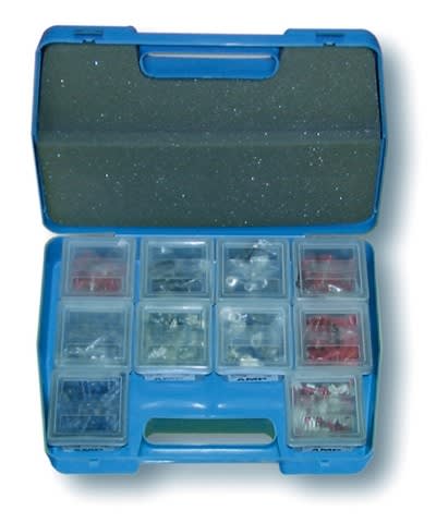 Te Connectivity (EX TYCO SIMEL) - Coffret plastique avec 10 boîtes de 100 cosses préisolées rouges et bleues