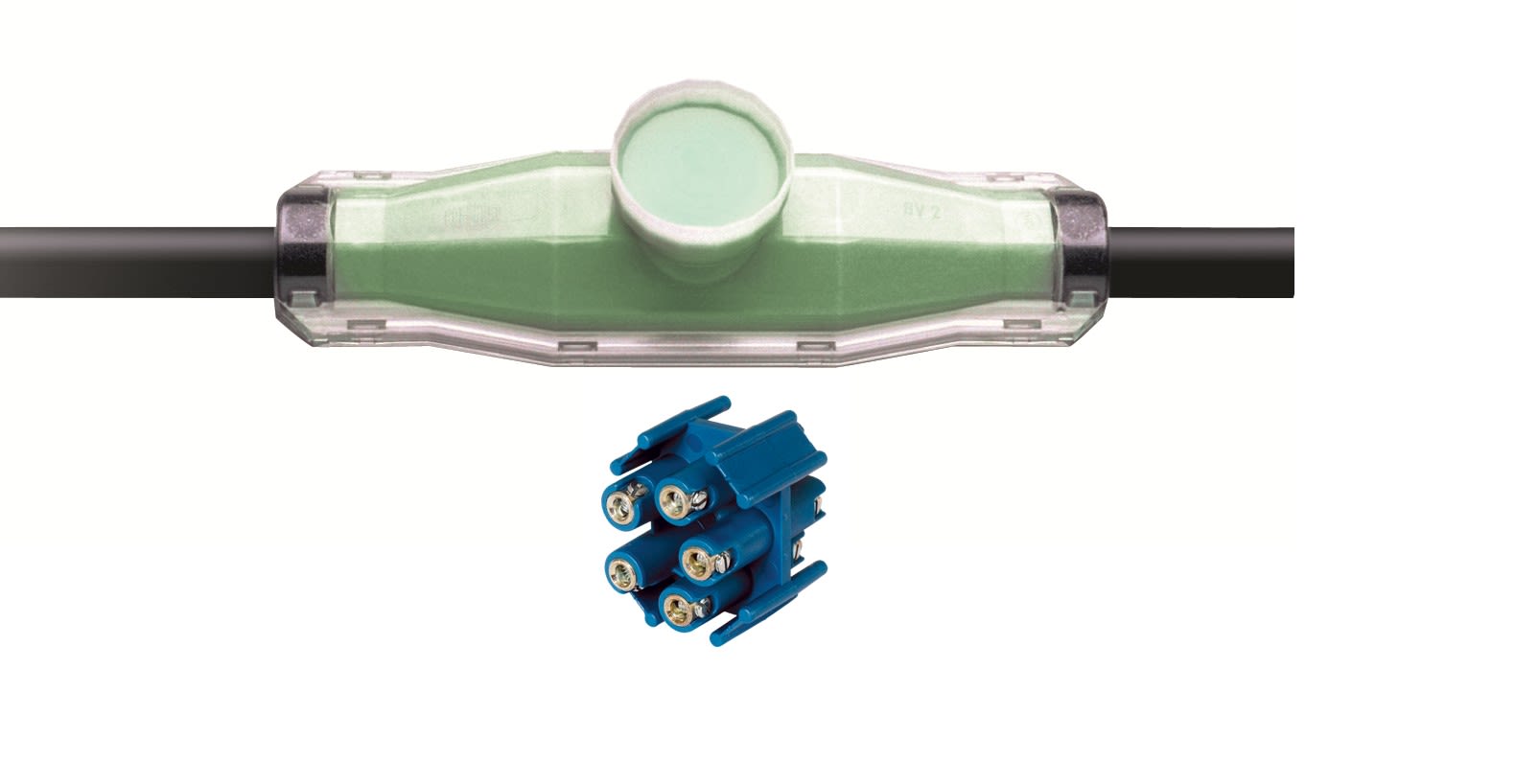 Te Connectivity (EX TYCO SIMEL) - BV-0-GD-KS0-Trousse jonction-Résine verte GUROFLEX-4x1.5/5x6mm²-Avec connecteur