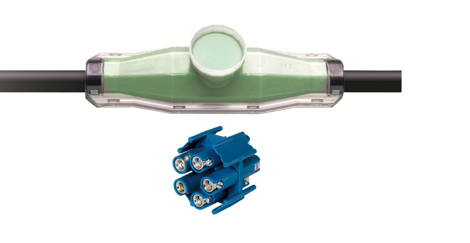 Te Connectivity (EX TYCO SIMEL) - BV-1-GD-KS1-Trousse de jonction résine verte GUROFLEX et connecteur 4x4/5x16mm²