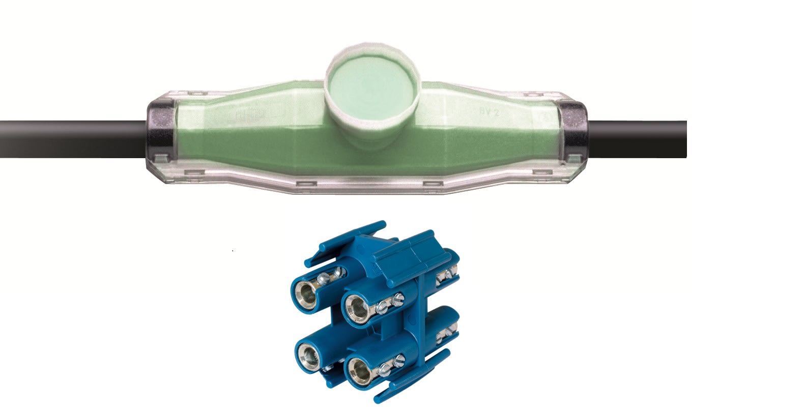 Te Connectivity (EX TYCO SIMEL) - BV-2-GD-KS2-Trousse de jonction résine verte GUROFLEX et connecteur 4x16/4x25mm²