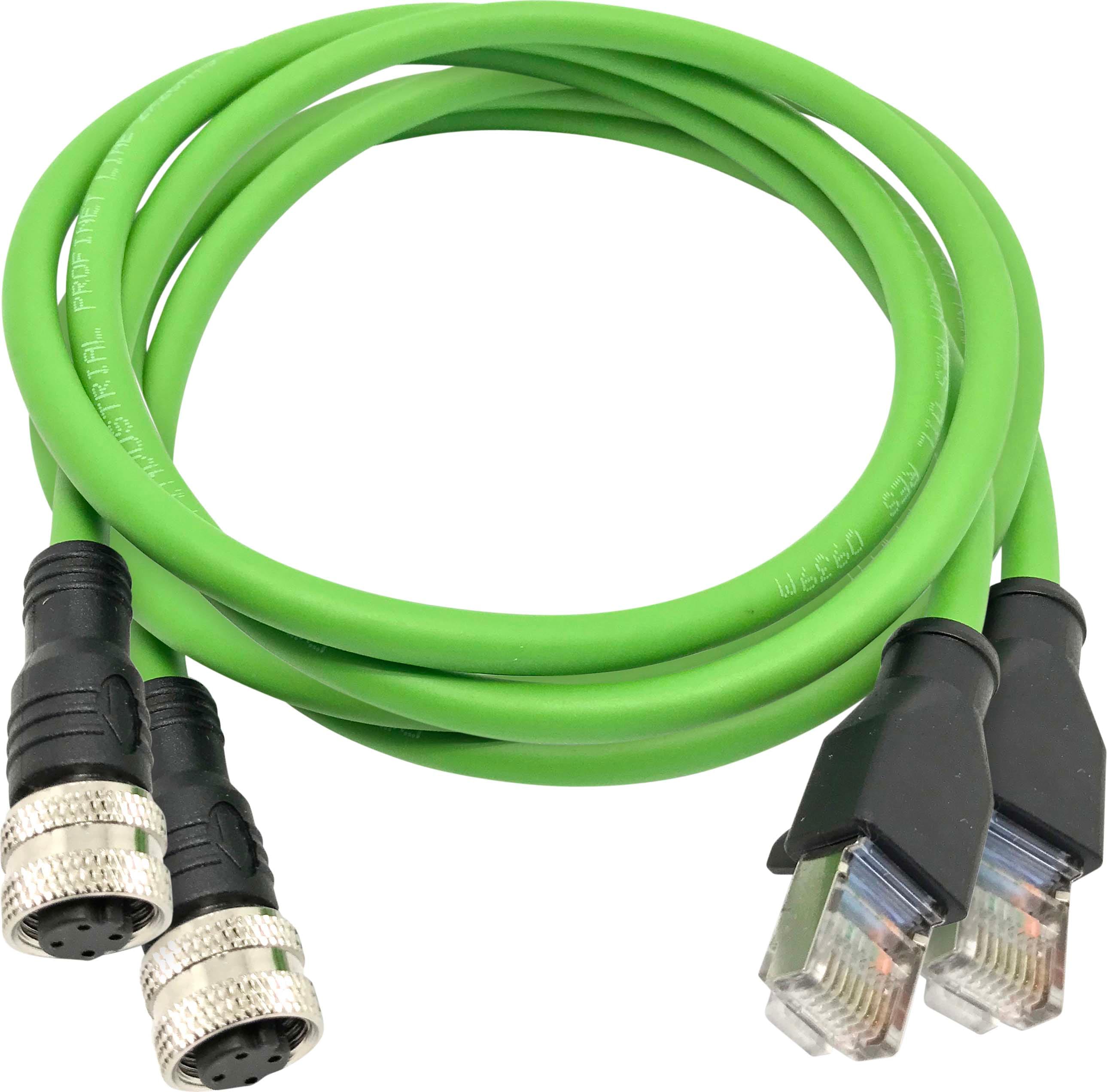 Trend Networks - 2 cordons hybrides RJ45 mâle vers M12 femelle en codage D PROFINET, de 1m