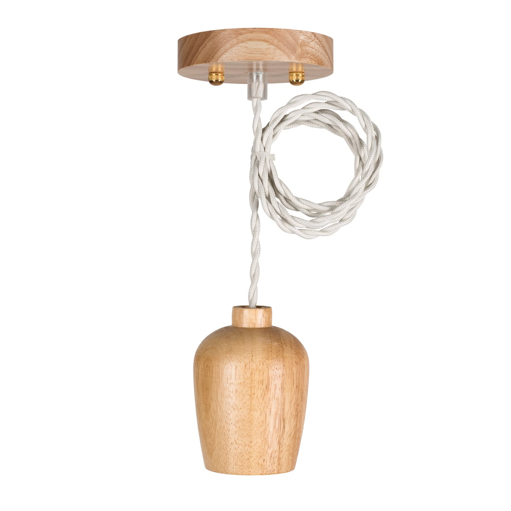 Bailey - Suspension E27 Douille en bois avec rosace 1.5m Beige Torsadé