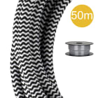 Bailey - Câble Textile Rouleau de 50 mètres Noir/Blanc 2x0.75mm²