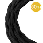 Bailey - Câble Textile Rouleau de 50 mètres Torsadé Noir 2x0.75mm²