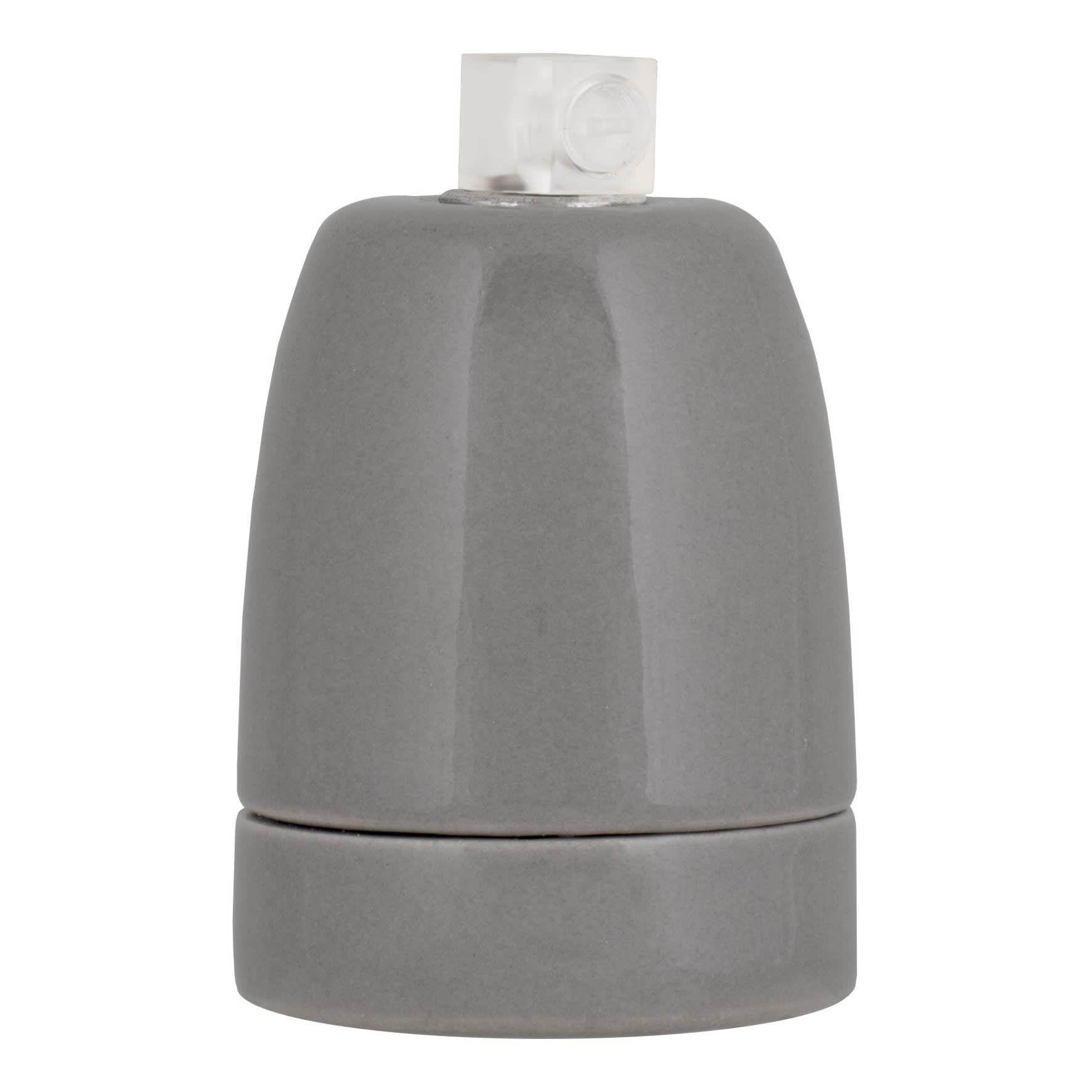 Bailey - Douille en porcelaine E27 Gris avec serre-câble plastique transparent