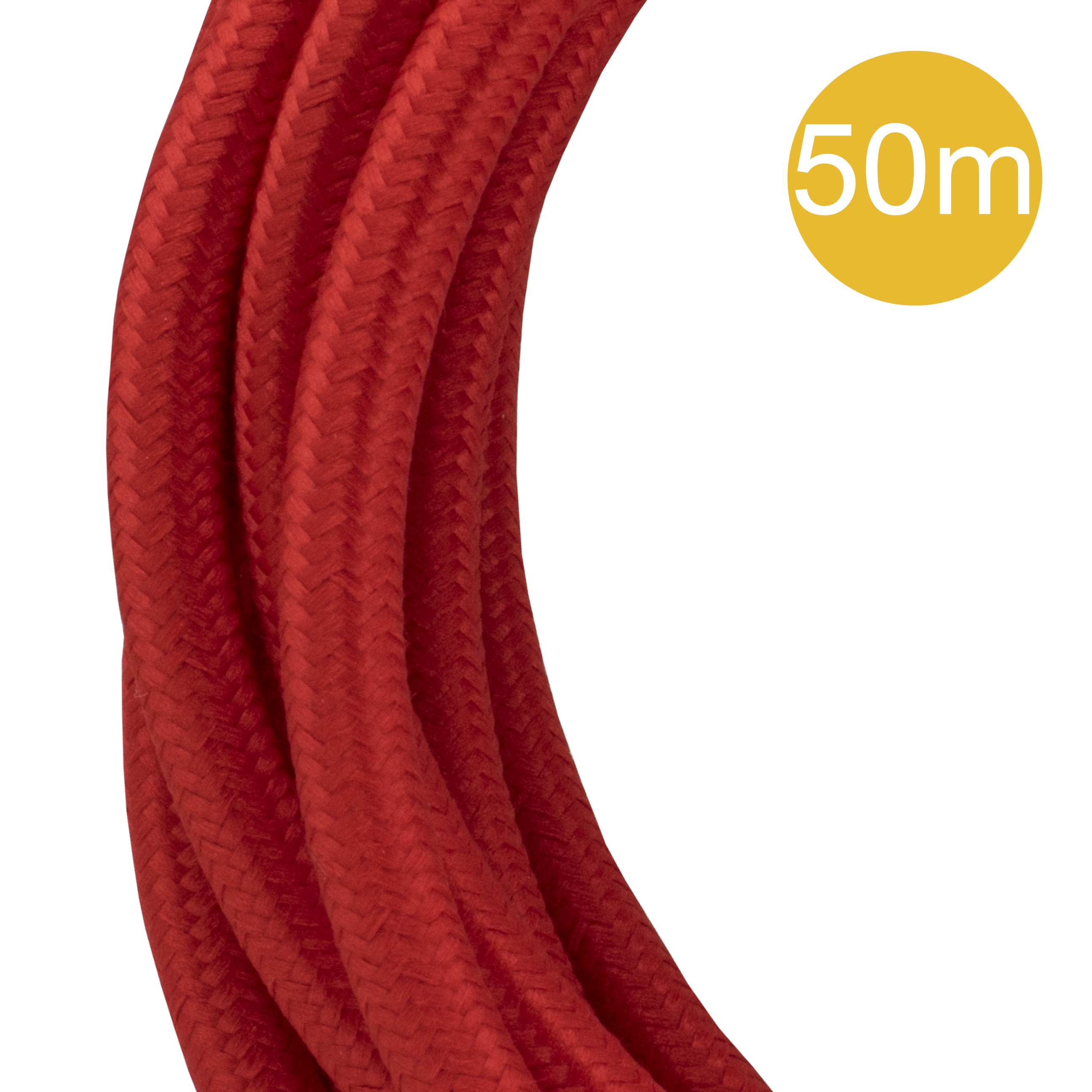 Bailey - Câble Textile Rouleau de 50 mètres Rouge 2x0.75mm²