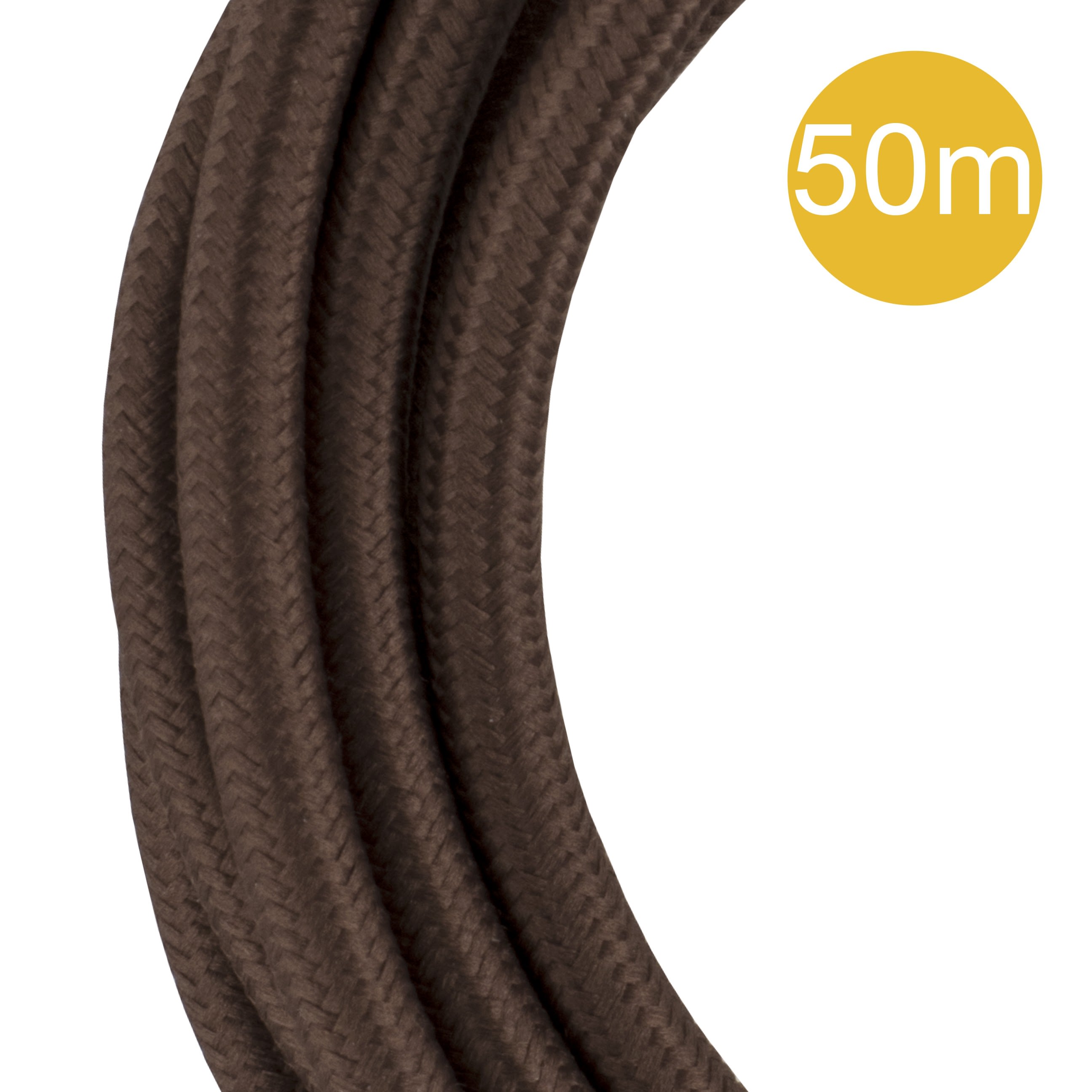 Bailey - Câble Textile Rouleau de 50 mètres Marron 3x0.75mm²