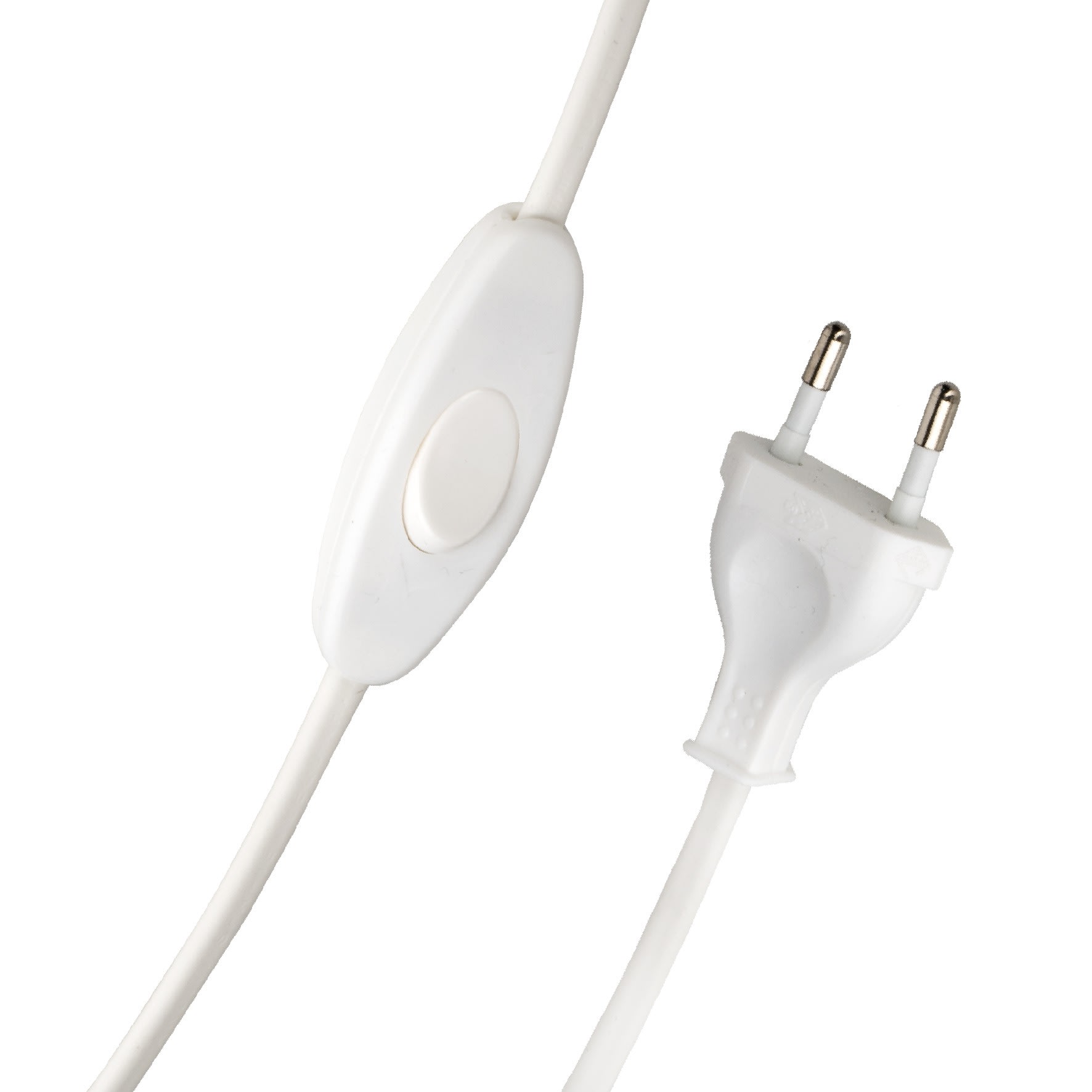 Bailey - Cordon alimentation 2 mtr blanc avec fiche européenne plate 250V et interrupteur