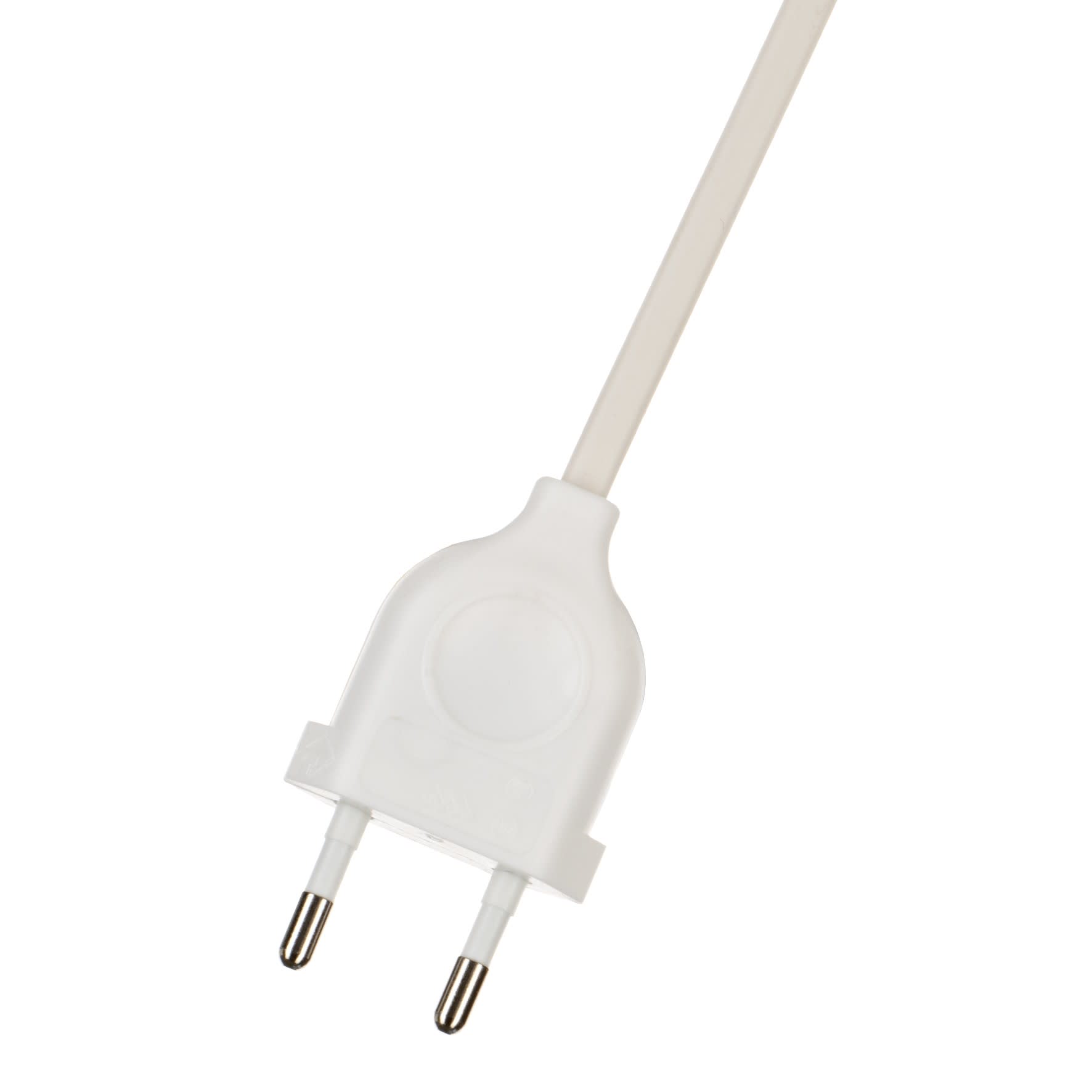 Bailey - Cordon alimentation 2 mtr blanc avec fiche Européenne plate sans interrupteur