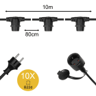 Bailey - Guirlande 10m 10 douilles B22d noires Max 25W par Douille IP44 Classe 2