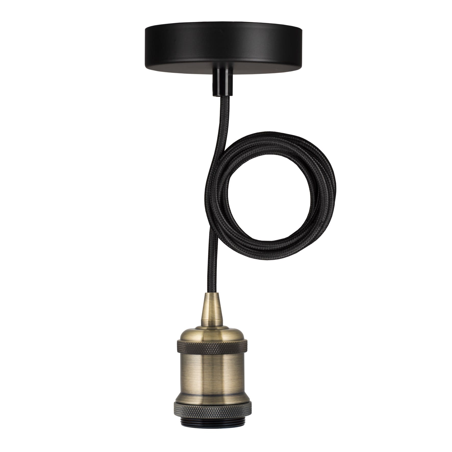 Bailey - Suspension Oslo E27 Bronze Antique avec 1.5M Câble Textile Noir