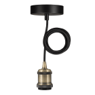 Bailey - Suspension Oslo E27 Bronze Antique avec 1.5M Câble Textile Noir