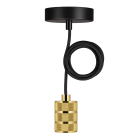 Bailey - Suspension Riga E27 Dorée avec 1.5M Câble Textile Noir 2x0.75mm²