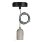 Bailey - BAI Lampe suspension Bern E27 Béton avec 1.5M Câble Textile Noir/Blanc 2x0.75mm²