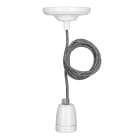 Bailey - Suspension York E27 Porcelaine Blanche avec 1.5M Câble Textile Noir/Blanc