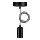 Bailey - BAI Lampe suspension Reno E27 Noir avec 1.5M Câble Textile Noir/Blanc 2x0.75mm²