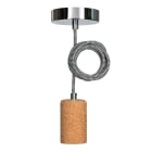 Bailey - BAI Lampe suspension Cork Liège E27 avec 1.5M Câble Textile Noir/Blanc 2x0.75mm²