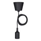 Bailey - Suspension Silicone E27 Noir avec 1.5M Câble Textile 2x0.75mm² et Rosace