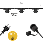 Bailey - Guirlande 5m 10 douilles E27 Noires Max 25W par Douille IP44 Classe 2