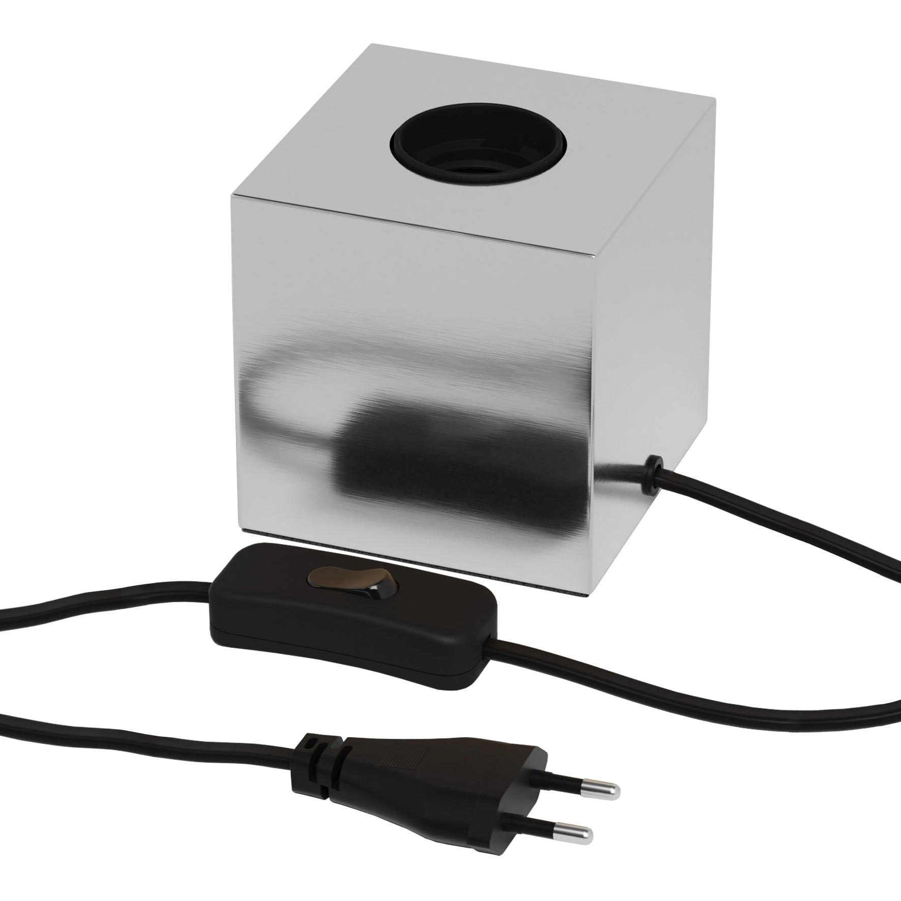 Bailey - CAL Lampe à poser E27 Nickel Brillant 84x84mm + cordon alim avec interrupteur