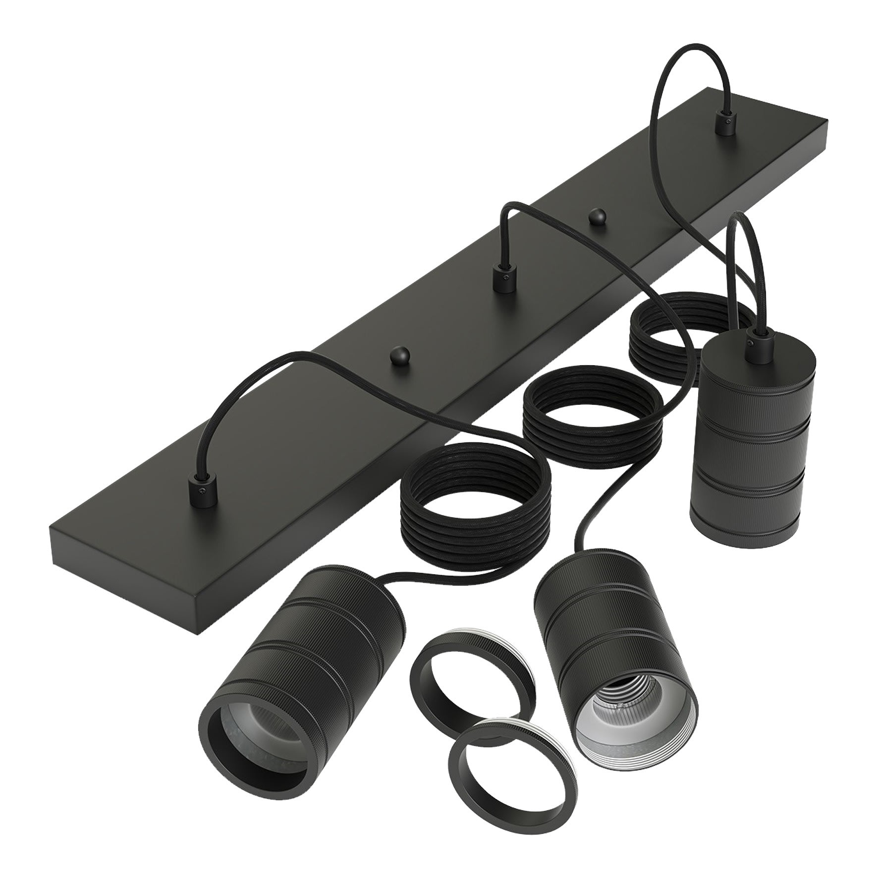 Bailey - CAL Retro Suspension 3x2m Patère Rectangulaire 120x700mm Noir Industriel E27