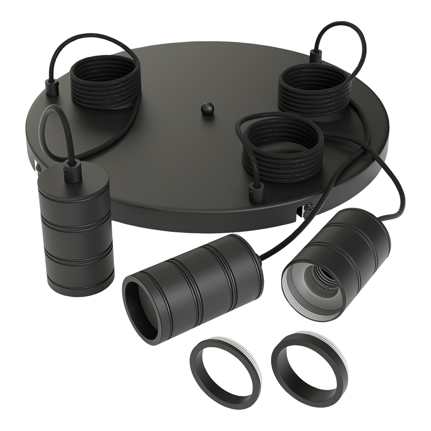 Bailey - CAL Retro Suspension 3x2m Patère Ronde diam. 40cm Noir Industriel E27