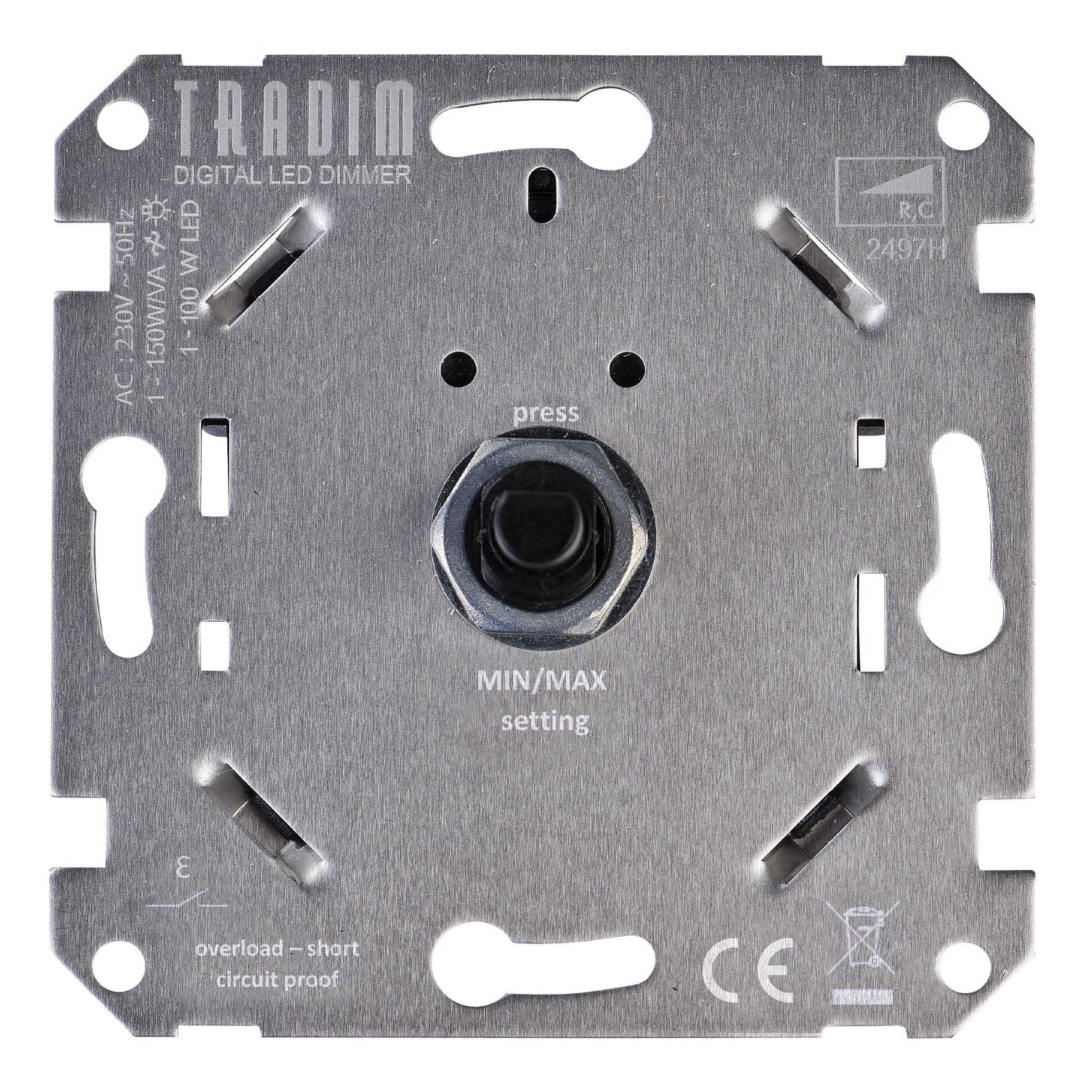 Bailey - Tradim 2497H Variateur LED mural digital 1-150W/VA RC Rotatif + circuit hôtel