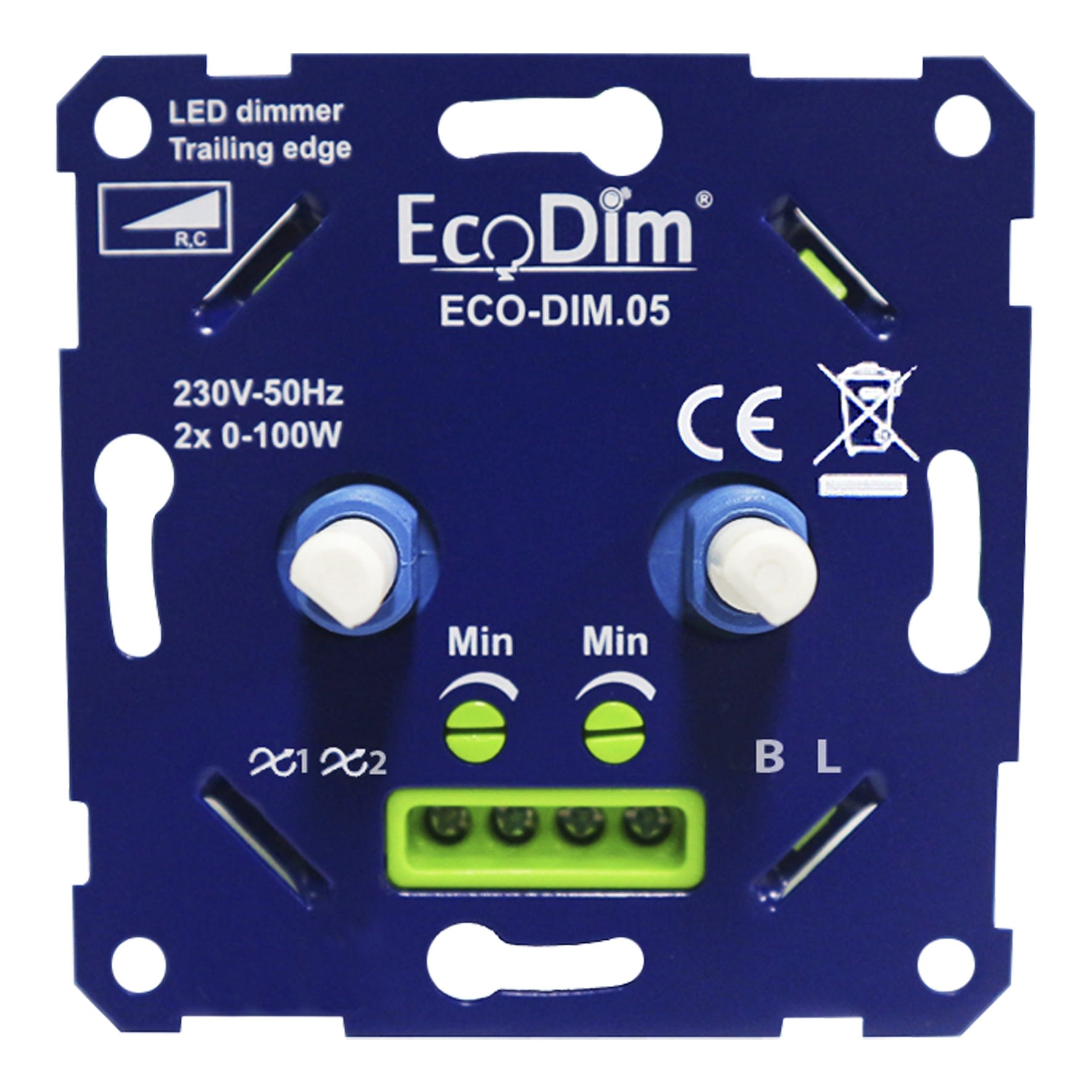Bailey - EcoDim ECO-DIM.05 Variateur Duo mural LED 2x 0-100W Coupure de phase