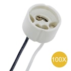Bailey - Pack chantier 100 Douilles Céramiques GU10 250V 100W équipées 2 Fils 16cm blanc