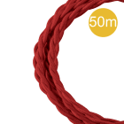 Bailey - Câble Textile Rouleau de 50 mètres Torsadé Rouge 3x0.75mm²