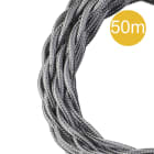 Bailey - Câble Textile Rouleau de 50 mètres Torsadé Argent 3x0.75mm²