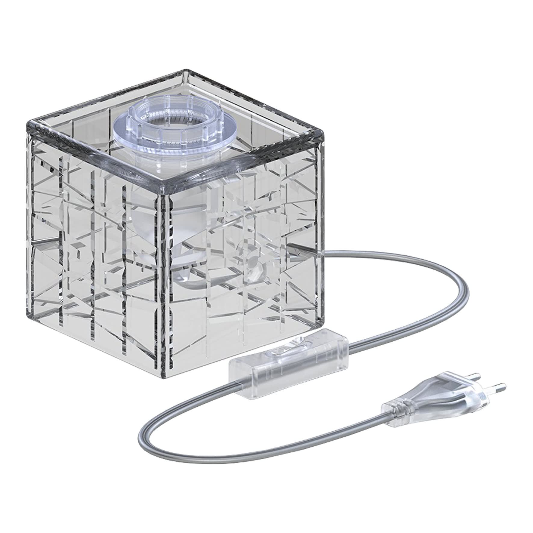 Bailey - CAL Lampe à poser Cube Verre E27 100x100x100mm avec 1.8m Câble avec Interrupteur