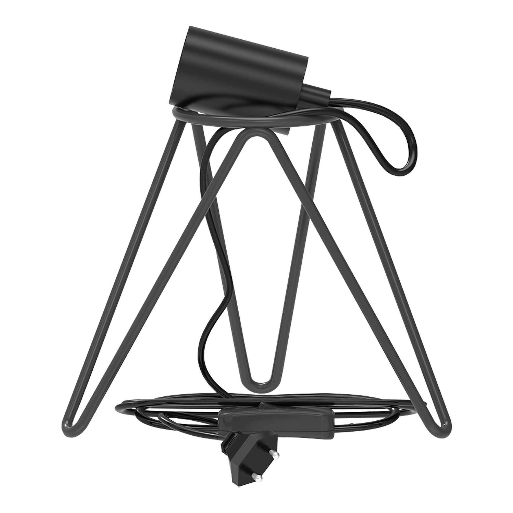 Bailey - CAL Lampe à poser Trépied E27 Noir 210x165mm avec 1.8m Câble avec Interrupteur