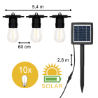 Bailey - Guirlande Solaire 5.4m 10 LED Filament ST45 IP44 + Panneau Solaire 126x126mm