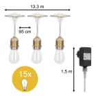 Bailey - Guirlande Suspension Rope Câble Transparent 15m 15 lampes LED Fil ST45 IP44