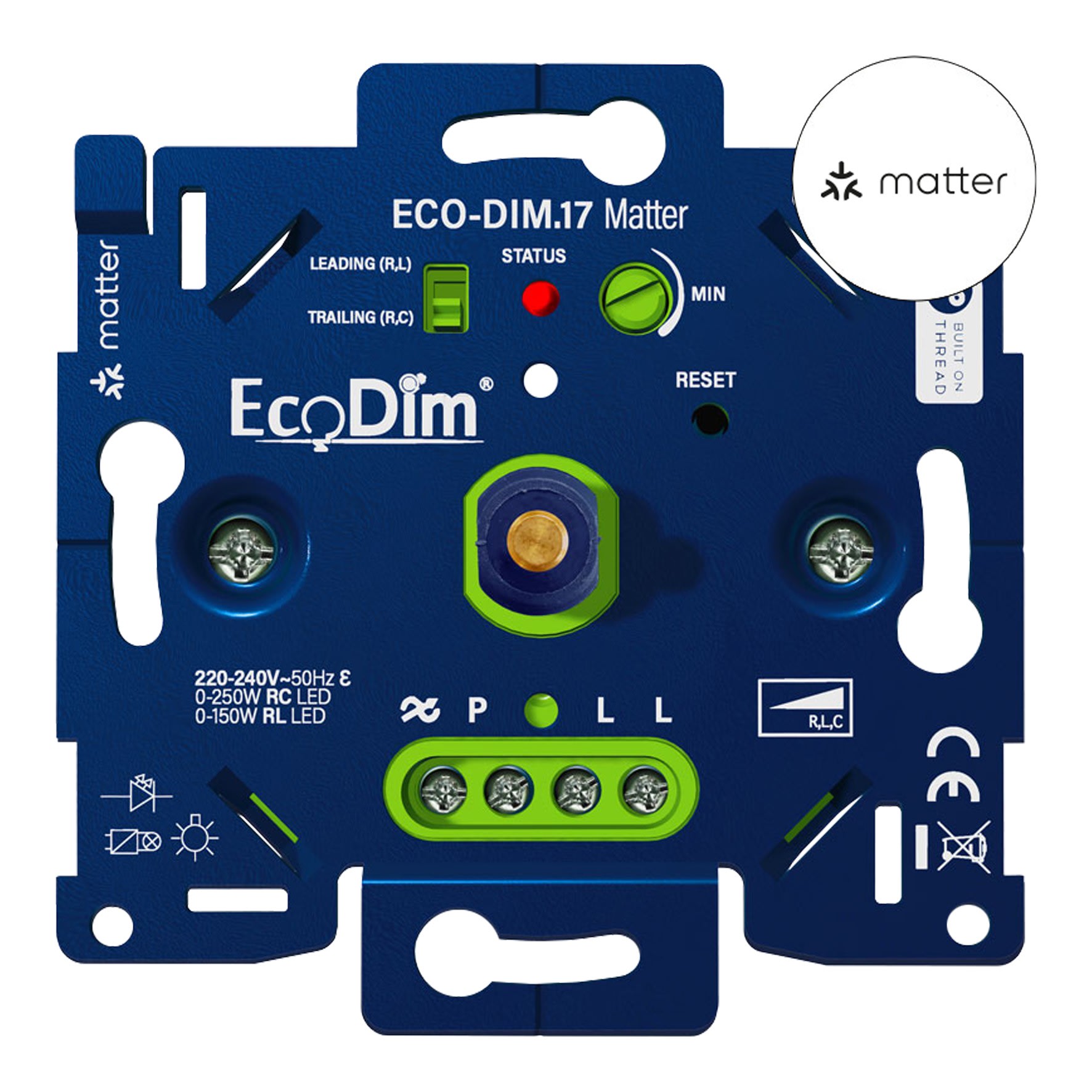 Bailey - ECO-DIM.17 Variateur LED Matter poussoir/rotatif 0-250W phase AR + domotique