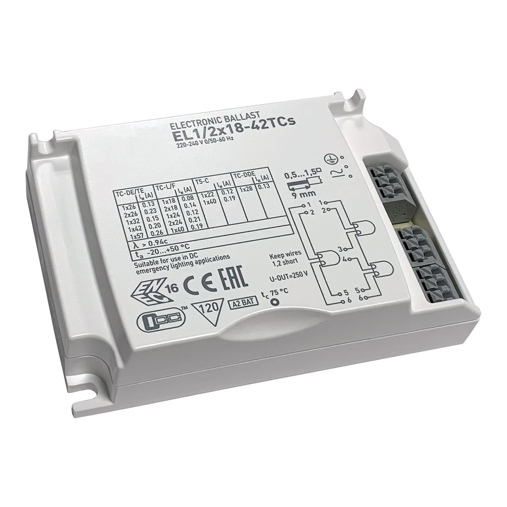 Bailey - Ballast pour tubes et lampes fluorescentes ELB TC 1/2×18-57W (EL1/2×18-42TCs)